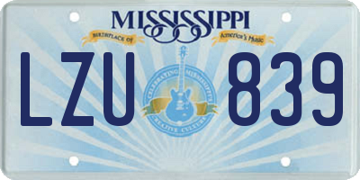 MS license plate LZU839