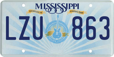MS license plate LZU863