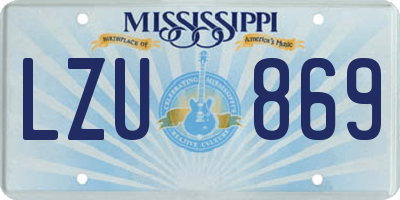 MS license plate LZU869