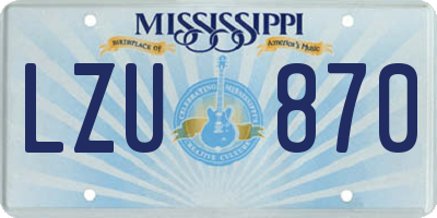 MS license plate LZU870