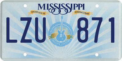 MS license plate LZU871