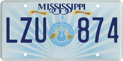 MS license plate LZU874