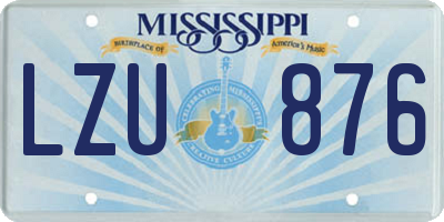 MS license plate LZU876
