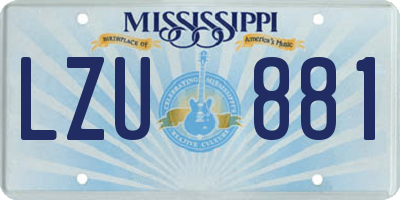 MS license plate LZU881