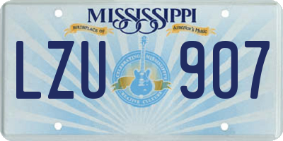 MS license plate LZU907