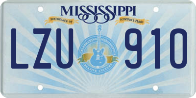 MS license plate LZU910