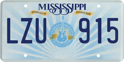 MS license plate LZU915