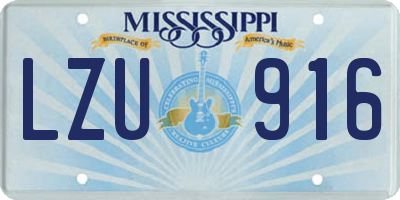 MS license plate LZU916