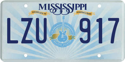 MS license plate LZU917