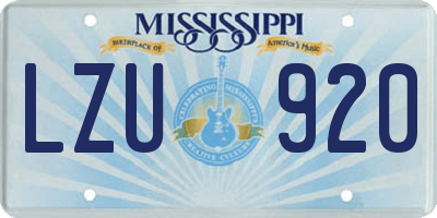 MS license plate LZU920