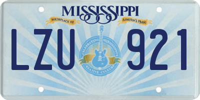 MS license plate LZU921