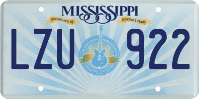 MS license plate LZU922