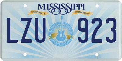 MS license plate LZU923
