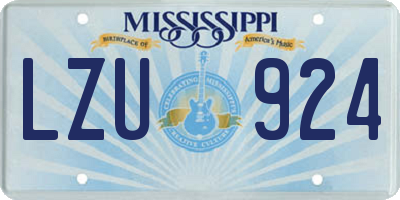 MS license plate LZU924