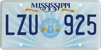 MS license plate LZU925