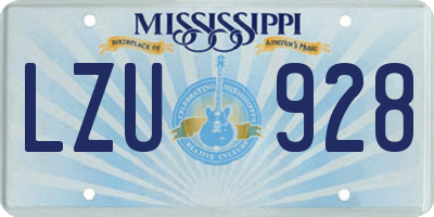 MS license plate LZU928