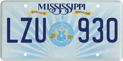 MS license plate LZU930