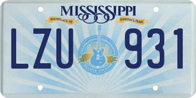 MS license plate LZU931
