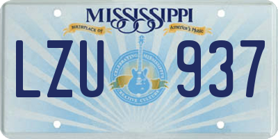 MS license plate LZU937