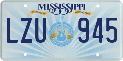 MS license plate LZU945