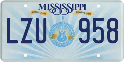 MS license plate LZU958