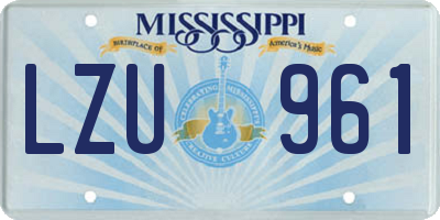 MS license plate LZU961