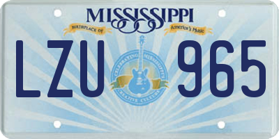 MS license plate LZU965