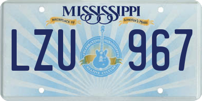 MS license plate LZU967
