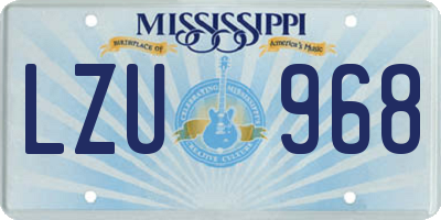 MS license plate LZU968