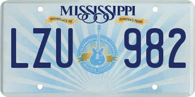 MS license plate LZU982