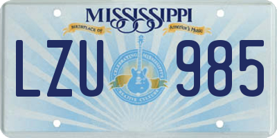 MS license plate LZU985