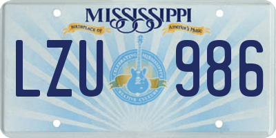 MS license plate LZU986