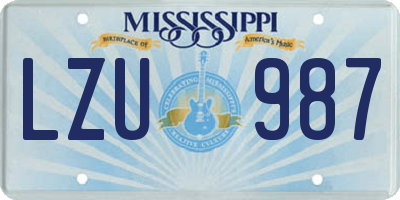 MS license plate LZU987