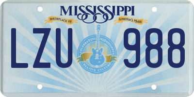MS license plate LZU988