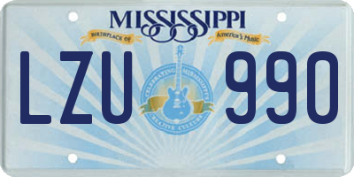 MS license plate LZU990