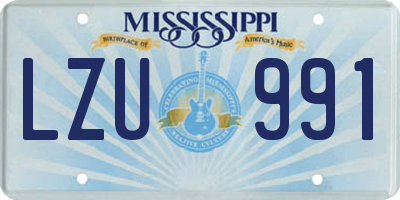 MS license plate LZU991
