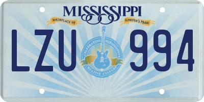 MS license plate LZU994