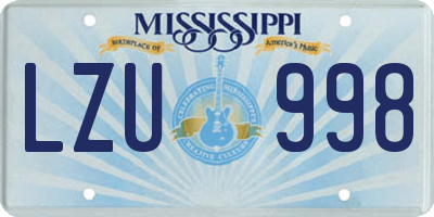 MS license plate LZU998