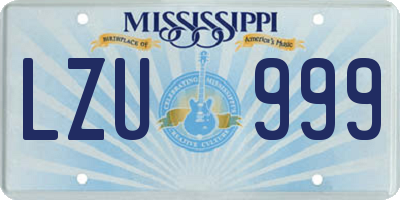 MS license plate LZU999