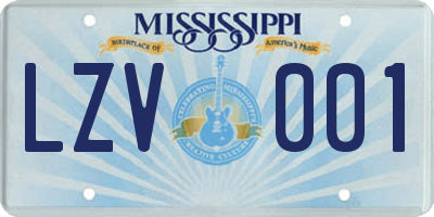 MS license plate LZV001
