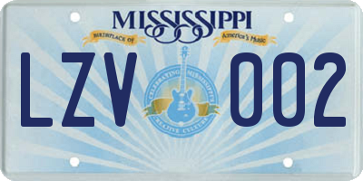 MS license plate LZV002