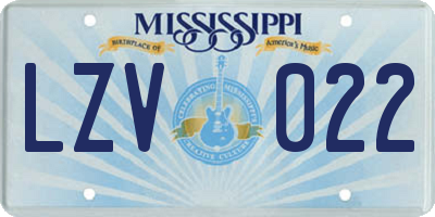 MS license plate LZV022