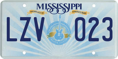 MS license plate LZV023