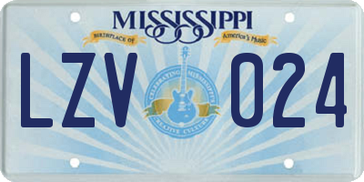 MS license plate LZV024