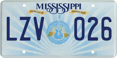 MS license plate LZV026