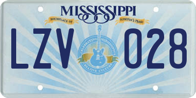 MS license plate LZV028