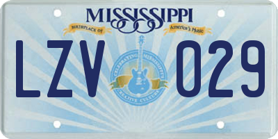MS license plate LZV029
