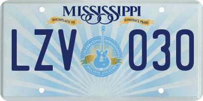MS license plate LZV030