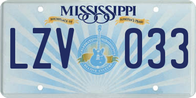 MS license plate LZV033