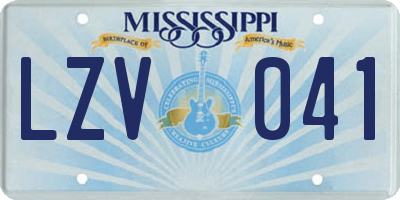 MS license plate LZV041
